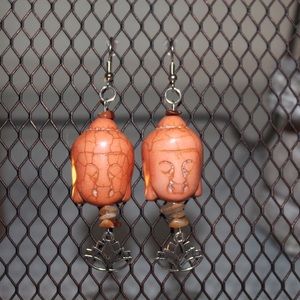 Handmade Buddha/ Lotus flower earrings